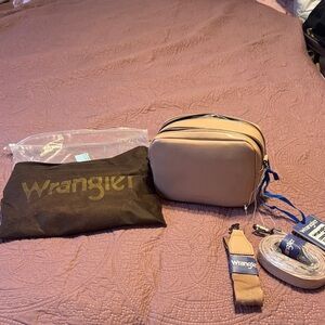 Wrangler Beige Crossbody Bag with Blue Accents